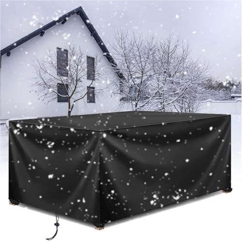 HNKDKJ Fundas para Muebles de jardín 240x85x85cm/Largo x Ancho x Alto Impermeables Resistentes 420D Tela Oxford Fundas Protectora para Mesas y Sillas de Jardin Negro Cubierta de Mesa de Jardín