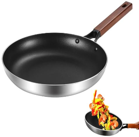 UCK-KIT Bandeja para Freír De Acero Inoxidable, Sartén De Salte De Acero Inoxidable Sin Palos, Sartén De Acero Inoxidable De Inducción, Acero Inoxidable Grande,11.81in