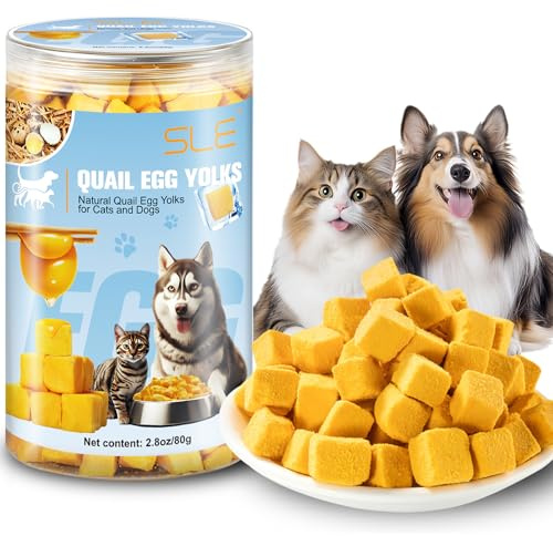 Frystorkade godsaker med vakteläggägg, frystorkad mat för hundar och katter, naturlig gul, hälsosamma och välsmakande snacks (S, vaktel)