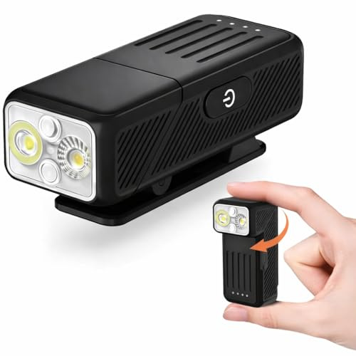 YAKLIM 500LM Mini EDC Flashlight Clip-On Running Light, Rechargeable Pocket Light with 90° Rotatable Head, 10-Mode Waterproof Hands-Free Safety Light for Runners, Night Walking, Cycling &Emergency Use