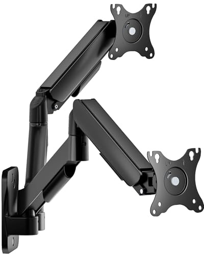 monTEK Monitor Wandhalterung 2 Monitore für 17-32 Zoll bis 9 kg | Schwenkbar, Neigbar und Drehbar, Höhenverstellbar, VESA 75x75/100x100