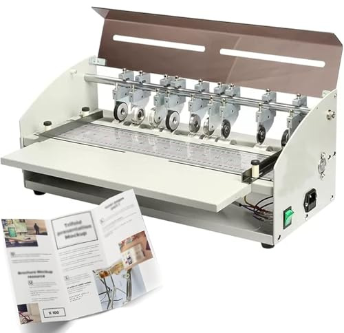 Electric Paper Creaser Scorer Perforator Cutter with Scale Ruler, Multi-Function Folding Machine for Photos Cards Invitations Book Covers
