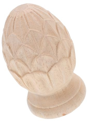 Genérico Remates de Madera para Escaleras Diseño de Piña Tallada, Tapa Decorativa Maciza sin Terminar 12X8X8Cm para Decoración de Hogar y Bricolaje Estilo Europeo