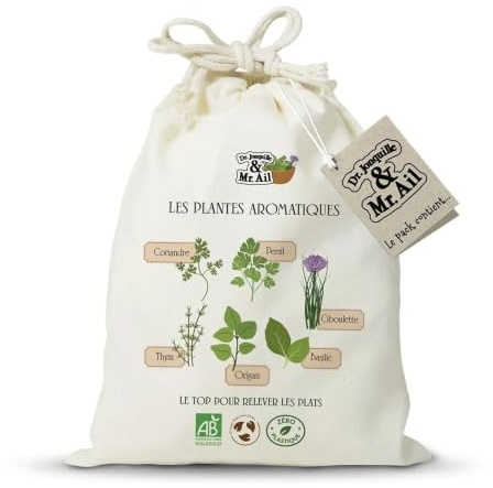 Dr. Jonquille & Mr. Ail Assortiment de Graines Bio, Les Plantes Aromatiques, 100% Sans Plastique, France