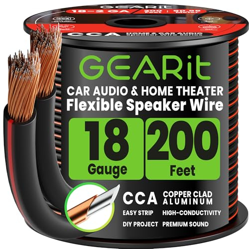 GEARit CCA Lautsprecher kabel 1 x 1 mm² 60 Meter Audio Kabel 18 AWG Speaker Cable HiFi Boxkabel 2 Adriges für Audiosystem/Heimkino/Auto Schwarz