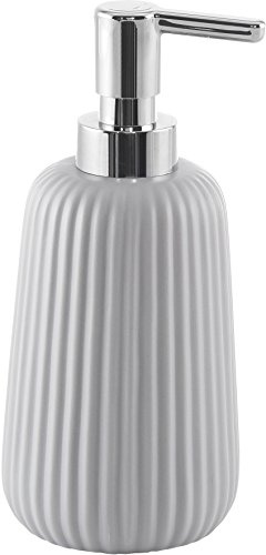 Gedy Marika Dosificador Jabón Baño Sobremesa ø8x18cm Cerámica 400ml Válvula Cromo Acabado Gris, Dispensador Jabón Baño Moderno