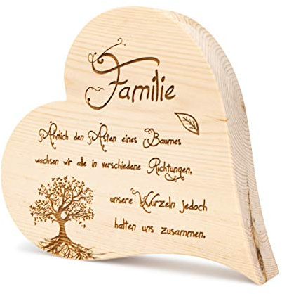 sagl.tirol Zirbenherz mit Lebensbaum und Spruch Familie... 25cm
