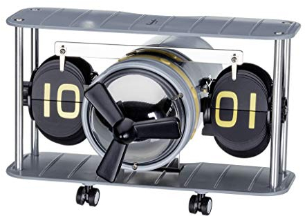 Eichmüller Deko Flip Uhr - Flieger Design - Silber/Silber - Tischuhr