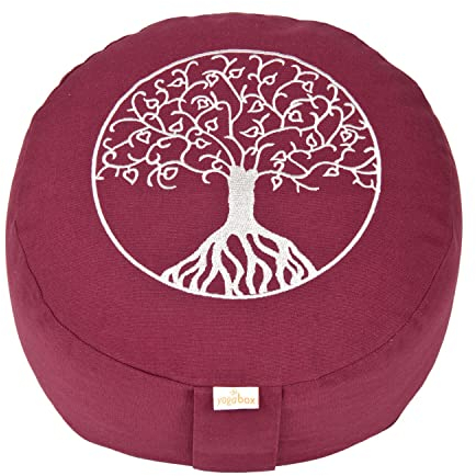 Yogabox Meditationskissen Glückssitz® Lebensbaum, aubergine