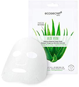 ECOSECRET SÉOUL - Masque Visage Coréen - Extrait Naturel Aloe Vera - 100% Coton - Usage Unique - Acide Hyaluronique - Hydratant Intense - Tous Types de Peaux - Tissu