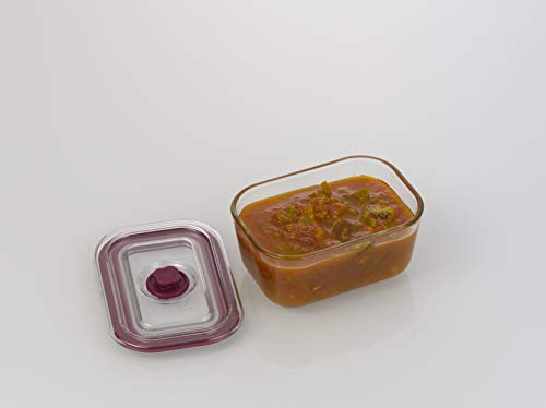 Jata HOGAR HREC4200 - Tupper Cristal Hermetico. Capacidad 500 ml. Para alimentos sólidos y líquidos. APTOS para congelador, microondas, horno y lavavajillas. Libre de BPA.