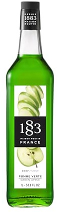 1883 Maison Routin Premium Green Apple Syrup for Cocktails, Mocktails, Iced Tea, Desserts, Bubble Tea Glass1L