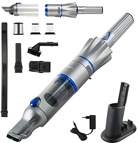 Genius Invictus One 2.0 Handstaubsauger + Bodenstaubsauger 12-TLG blau - Handsauger beutellos & kabellos mit 13000PA | 2X HEPA Filter, Lithium Ionen Akku, Zusatz Bürsten-Set