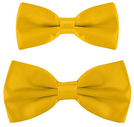 DonDon set papillon abbinati padre-figlio, già annodati e regolabili - Giallo