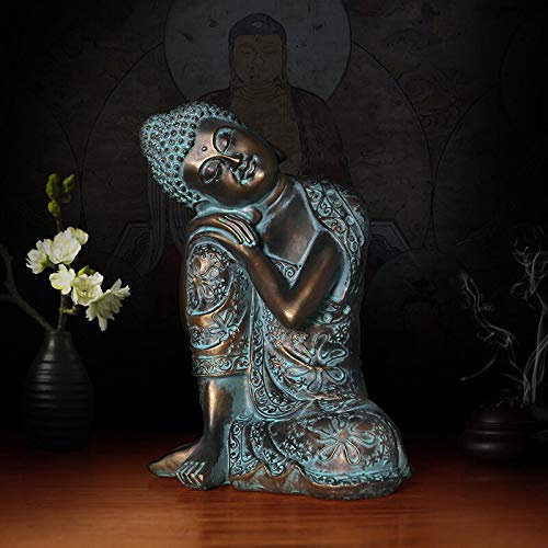 WLVG Statues de Bouddha en Asie du sud-est, Sculptures d'art Moderne en résine, Statue de Bouddha endormi Vintage, Statue Artisanale de Jardin à la Main