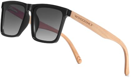 WOODONLY Holz Mode Polarisierte Sonnenbrille - UV400 Schutz Quadratische Sonnenbrille für Herren und Damen Perfekte Geschenke