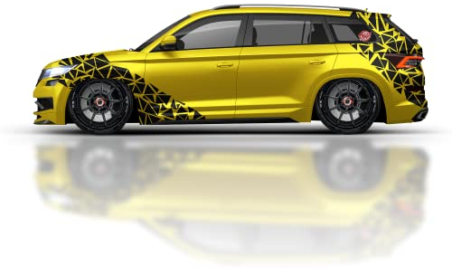 NoFame.Design | XXL Aufkleber Seitenaufkleber Camo Dreiecken für eine Fahrzeugseite Wunschfarbe | 110Teilig | Gänzend-Matt | Sticker | Seitensticker | S-D-07-E (Türkis glänzend)