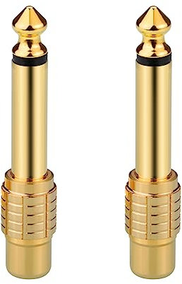 EIGHTNOO Klinkenstecker Adapter Audio RCA auf Klinke 6.3 reines Kupfer, 2 Stück Buchse Cinch auf Klinke 6,35 mm Mono Audio Stecker Cinch 1/4 (1/4 Zoll) für Mixer