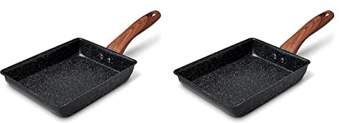 liovitor 2 x Tamagoyaki-Pfanne, japanische Omelettpfanne, Antihaftbeschichtung, quadratische Eierpfanne, Bratpfanne für Omelette oder Crêpes