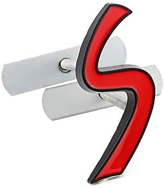 AUTOZOCO Badge S pour grille de voiture, emblème grill, badge S, compatible Mini Cooper S, R56, R53, F56, R50, R52, R57, métal, 6x5 cm, rouge et noir