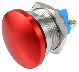 QUARKZMAN 22mm Metall Drucktastenschalter Rot 1 Stück 12-250V Für Auto | Silber, AC/DC 12V-250V, Wasserdicht, Kurzzeitig Verriegelnd, Schraubklemme, 1x Gummiring, 3cm Durchmesser, 3.5cm Länge