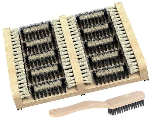 LABOFiC Boot Scrubber, Extra Wide Boot Scraper Brush 14.2 x 10.2in- Outdoor Shoe Scraper Cleaner Brush with Long Handle Shoe Brush, Removes Snow, Sand and Mud