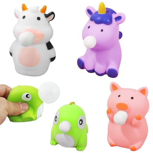 YOUYIKE 4 Stück Stress Spielzeug, Spucke Blase Squeeze Spielzeug, Squeeze Toys, Anti Stress Spielzeug für Kinder und Erwachsene, Geburtstagsfeiern Geschenke, Anti Stress Spielzeug Geschenke