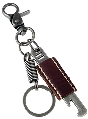 WASHLA Portachiavi apribottiglie con catena a molla in lega color argento antico vintage, portachiavi con ciondolo per auto alla moda (colore: come mostrato, dimensioni: taglia unica) (c