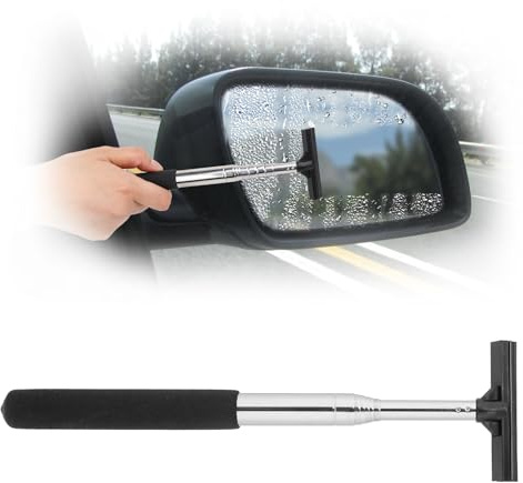 COMNICO Professioneller Fensterabzieher Auto, Einziehbarer Auto Seitenspiegel Wischer mit 98 cm Teleskop-Langstangengriff Duschabzieher für alle Fahrzeuge Regnerisches Nebliges Wetter (Schwarz) | Einziehbarer Auto Seitenspiegel Wischer, mit 98 cm Teleskop-Langstangengriff, für alle Fahrzeuge