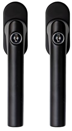 FELGNER 2er Set abschließbarer Fenstergriff Como | 100 nm Fensterknauf Fenster-Sicherung | versteckten Schrauben + ovale Rosette Drehknauf korrosionsbeständig | inkl. 2 Schlüssel - Schwarz