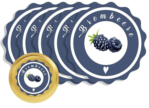 Apoidea – Marmeladen Etiketten selbstklebend 36 Stück/hochwertige Etiketten für Marmeladengläser/Aufkleber Marmeladengläser/Runde Etiketten selbstklebend Marmelade - Brombeer