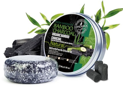 Bamboo Charcoal Shampoo Bar - Grey Reducing Shampoo Bar - Charcoal Shampoo Bar - Nourish Strengthen Handcrafted Soap Safe Hair Care For Men & Women All Hair Types Plastic-Free 60g