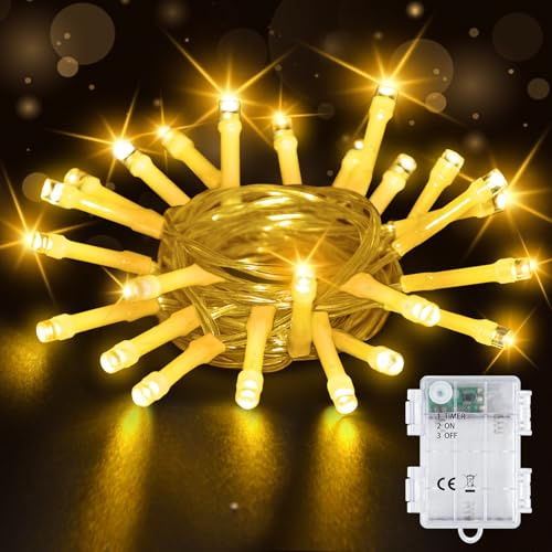 Bzavor 2M 20 LED Lichterkette mit Batterie, Timer 6h und IP65 Wasserdicht - für Weihnachtsbaum Innen und Außen Dekorationen