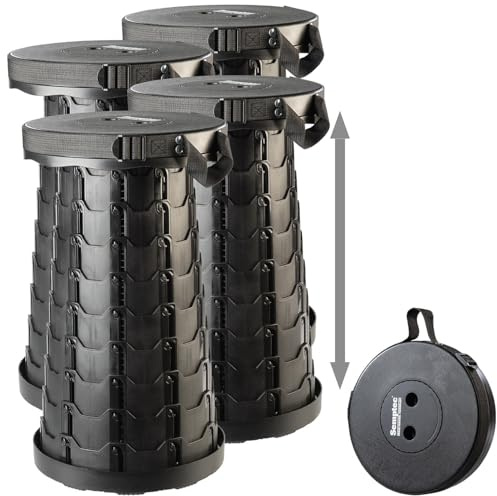 Semptec Urban Survival Technology Ausziehhocker: 4er-Set Tragbarer Teleskop-Hocker, höhenverstellbar, bis 200 kg (Sitz, Ausziehbarer Hocker, Stuhl)