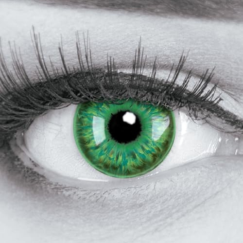 MeralenS Farbige Kontaktlinsen 1 Paar Grün Witch Green 1 Paar. Topqualität zu Halloween, Fasching, Fastnacht, Karneval Halloween gratis Kontaktlinsenbehälter ohne Stärke