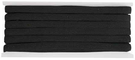 DHAIQC Cinta de goma negra de 10 mm, 18 metros para coser, banda elástica para pantalones de goma para pantalones, manualidades, manualidades, telas para costura (negro, 10 mm)