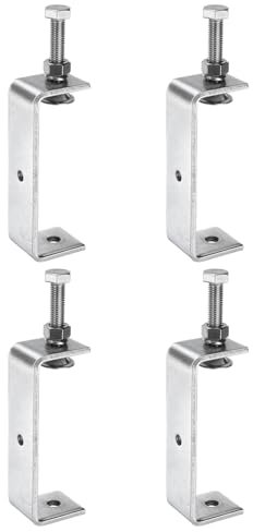 sourcing map 4pcs 304 Stainless Steel C Clamps 4.72 (120mm) Wide Jaw Opening Wood Clamps Metal U Beam Clamp for Woodworking Welding Building Household Mounting