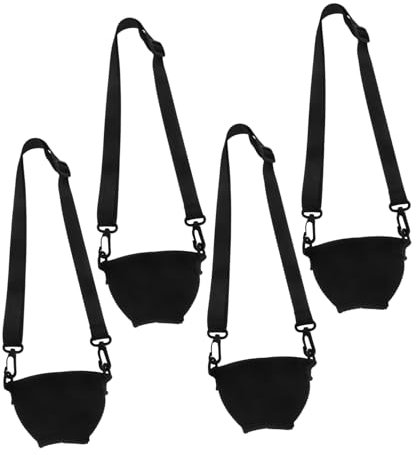 TOGEVAL 4pcs Wine Glass Support Strap Large Black Neoprene Stemmed Glass Holder Neck Lanyard and Funnel Wine Goblet Sleeve for Festival Party Drinks