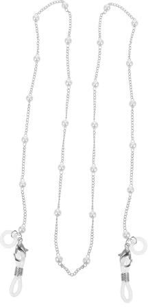 KONTONTY Earphone Hanging Chain Lanyard Anti-lost Rope for Wireless Earphones and Glasses with Metal and Imitation Pearl, Suitable for Sports and Cycling
