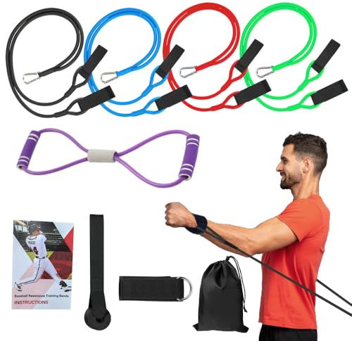 Baseball Resistance Bands for Pitching & Arm Strength | Band Set for Pitchers & Hitting | Flexible Training Equipment for Youth & Adults | Resistance Bands for Baseball Arm