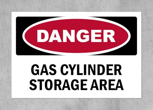 Danger, Gas cylinder storage area, safety sign - 1mm flexible Plastic sign (300mm x 200mm)