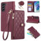 Rosbtib Funda para Samsung Galaxy S21 FE 5G 2022 6.4, Funda de móvil de Cuero PU con Bordado de Rejilla de Diamantes, Galaxy S21 FE Flip Caso con Correa de Muñeca y Correa Larga Crossbody, Rojo