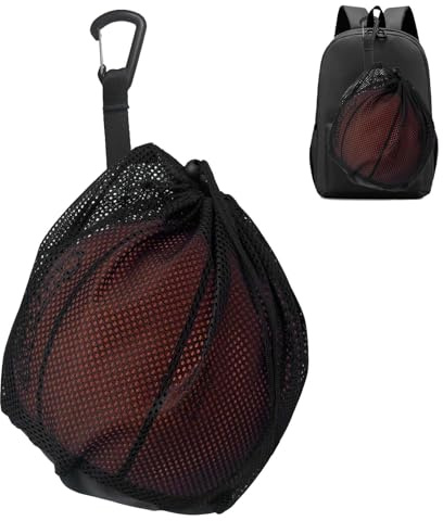 Colexy Ballnetz - Tragbare Sportnetztasche mit Zugkordel, Mehrzweck-Nylonmesh-Aufbewahrungstasche für Fußball, Basketball, Volleyball, Rugby, Wiederverwendbarer Ballträger für Training & Spiele