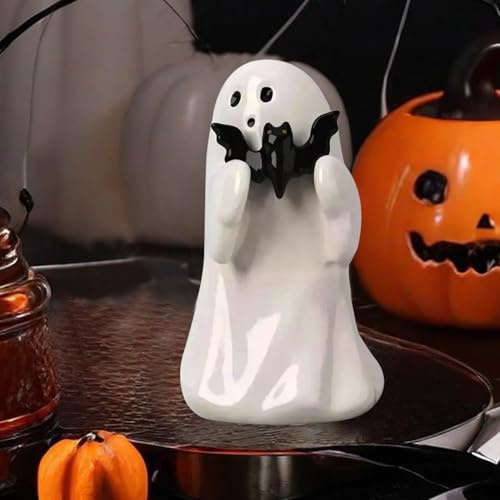 Vartegas Halloween Deko Geist, Halloweendeko Innen Ornament, Halloween Tischdeko Geister deko Statue aus Harz, Süße Ghosts Helloween Figuren, ideal Helloween Zimmer Dekoration (B)
