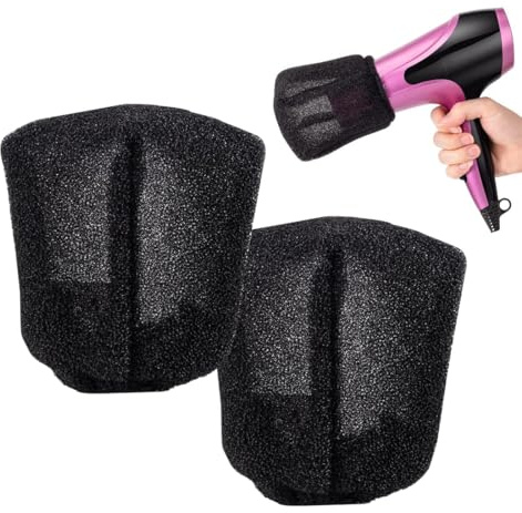 ZORVYN Diffusore Leggero Professionale Universale Regolabile Pieghevole, 2 Pezzi, in Spugna per Phon Asciugacapelli, Diffusore Universale Capelli Ricci da Viaggio (Nero)