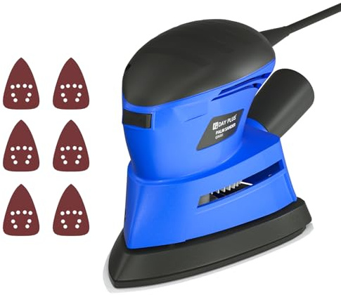 Lijadora orbital inalámbrica de 190 W con 1 batería de 1,5 Ah, lijadora aleatoria con 3 velocidades variables, 125 mm, 12 papeles de lija para lijar/pulir madera