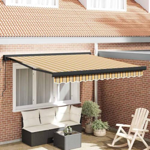 Ausziehbares Dach Klemmmarkise Gelenkarmmarkise,Einziehbare Markise Mehrfarbig 350 x 250 cm Stoff, Metall,Für Balkon Terrasse Garten,Terrassenüberdachung,Einfach Zu Warten