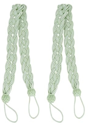 1 Pair Curtains Tie Back Rope, Curtain Tiebacks, GreenCurtain TieBacks, Sage Green TieBacks, Chinese Knot Curtain TieStrap, Durable, Simple and Stylish, Decorative Rope Tie Backs for Curtains