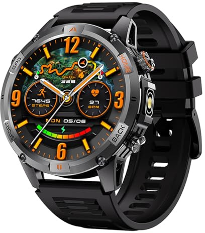 Tosuny Fitness Smartwatch 100+ Sport Modes, 7-Day Battery Life IP68 for Running Swimming Hiking, Compatible with Android IOS (Black Steel)