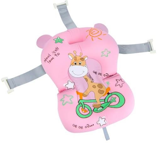 HOMOBABE Almohadilla para Baño de Ñiño Antideslizante y Muy Flexible, Soporte Seguro para Recién Nacidos, Hecha de Tela Rosa, Adecuado para Baño de Niño o Niña